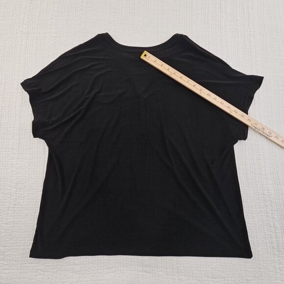 NEW Ann Klein Blouse Women's 2X Black V Neck Short Sleeve NWT Rivets Oversized - Picture 11 of 16